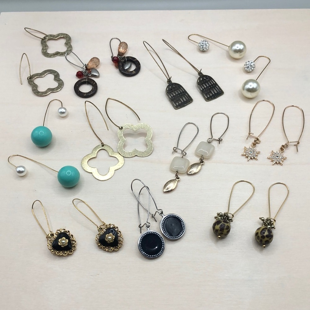 Huge Bundle Lot 11 Wire Long Dangle Earrings Variety.